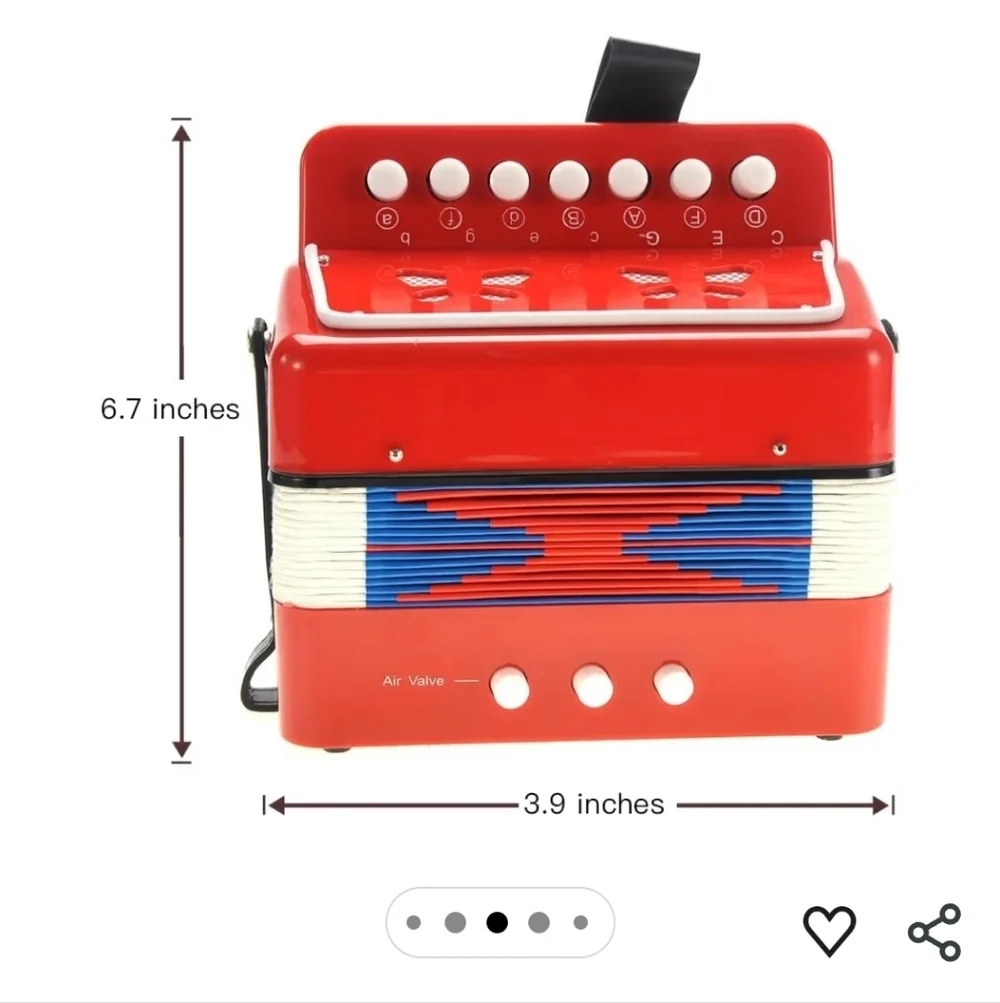 Kids Accordion Musical Instruments Kids Beginner Toddler Learning Child Size Red